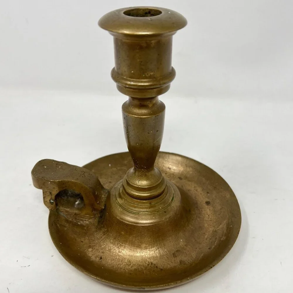 Vintage Brass Chamber Candlesticks Candle Holder Pair 6.5” Rustic Heavy Handmade